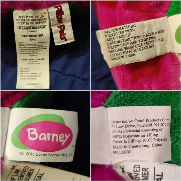 PILLOW PETS 2011 Barney The Dinosaur Plushie - Picture 6 of 6